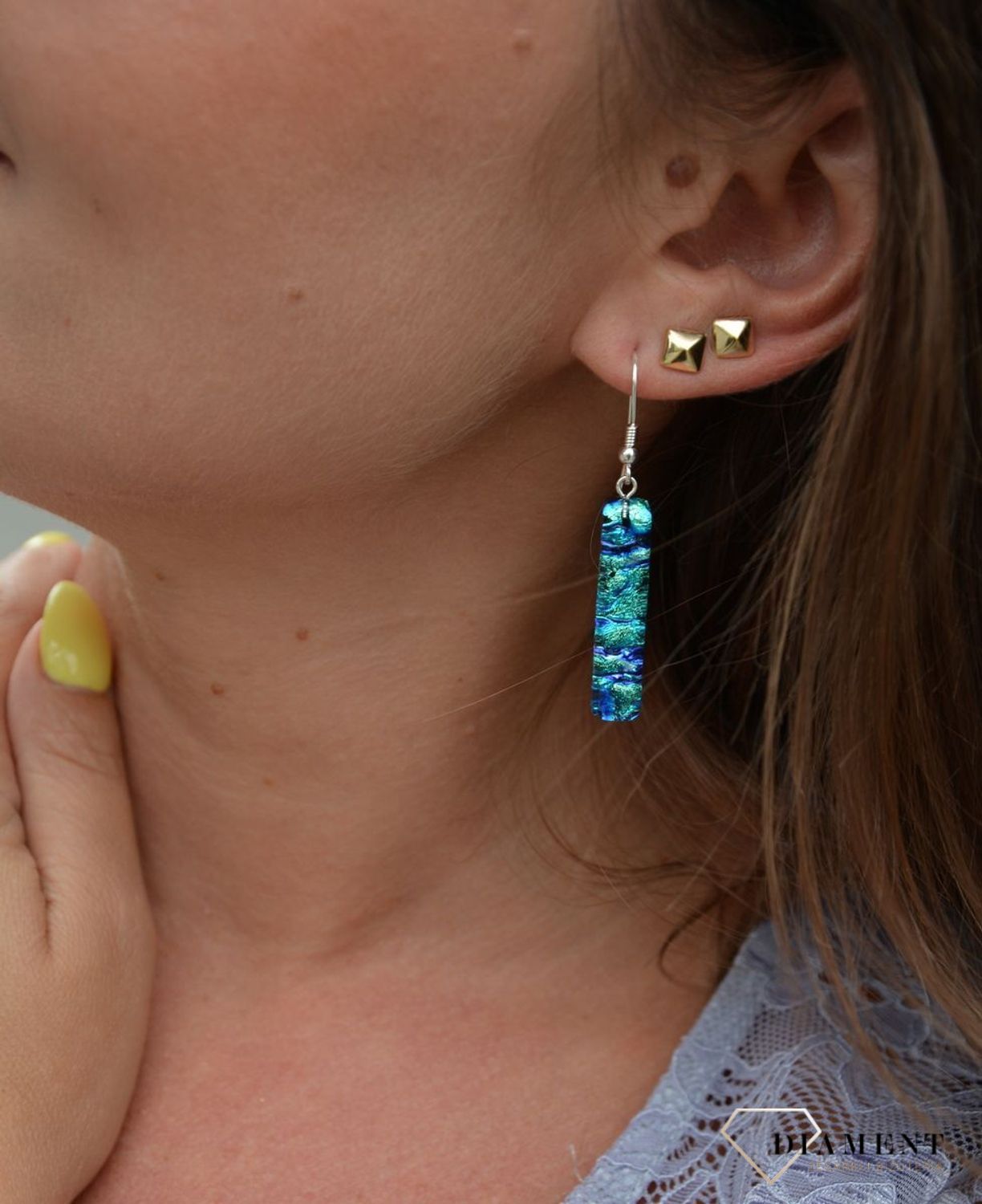 Kolczyki szkło weneckie wiszące niebieskie Murano 07.jpg